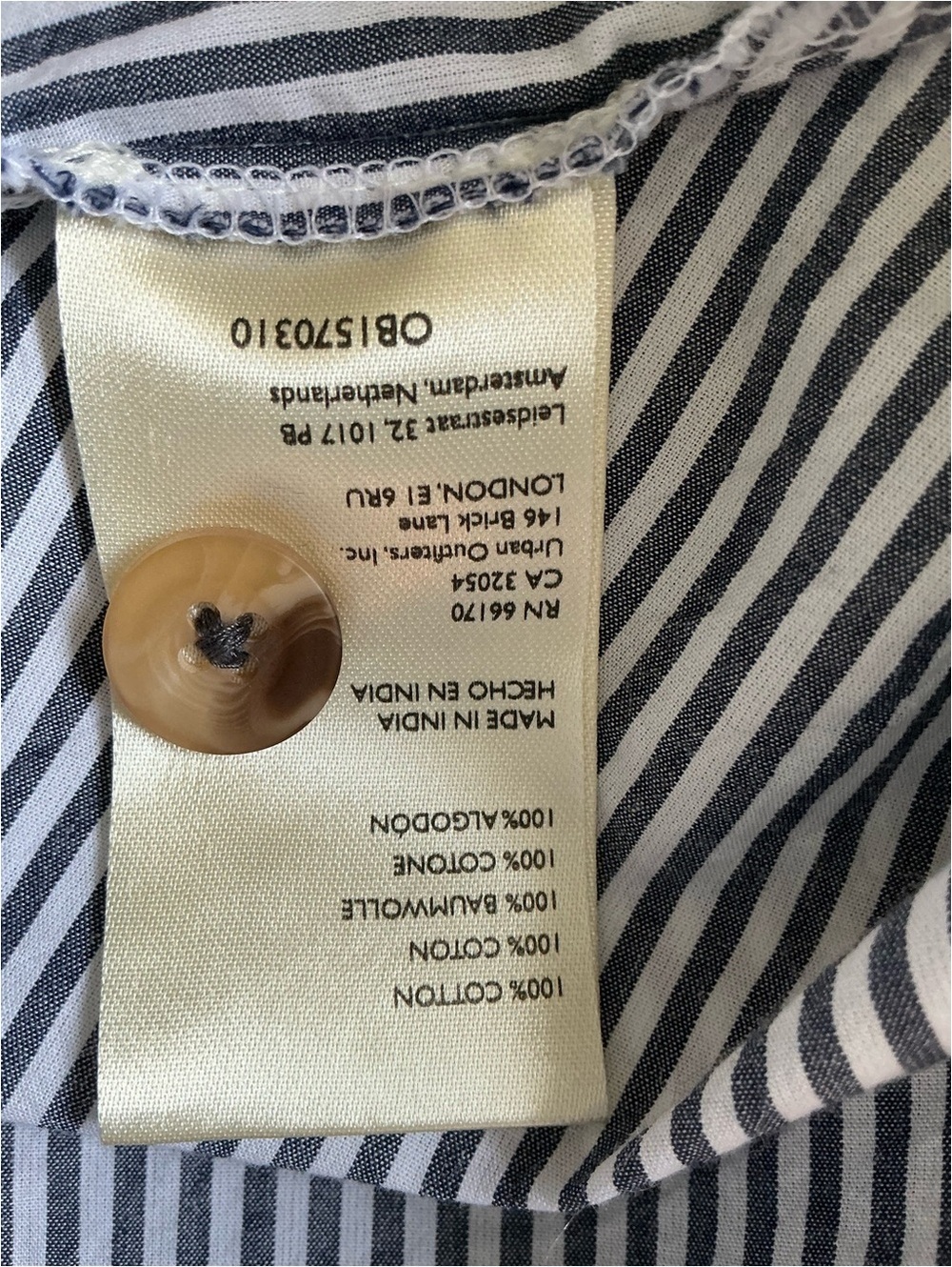 Anthropologie Black and White Striped Button-Trim Popover Top - Picture 9 of 9